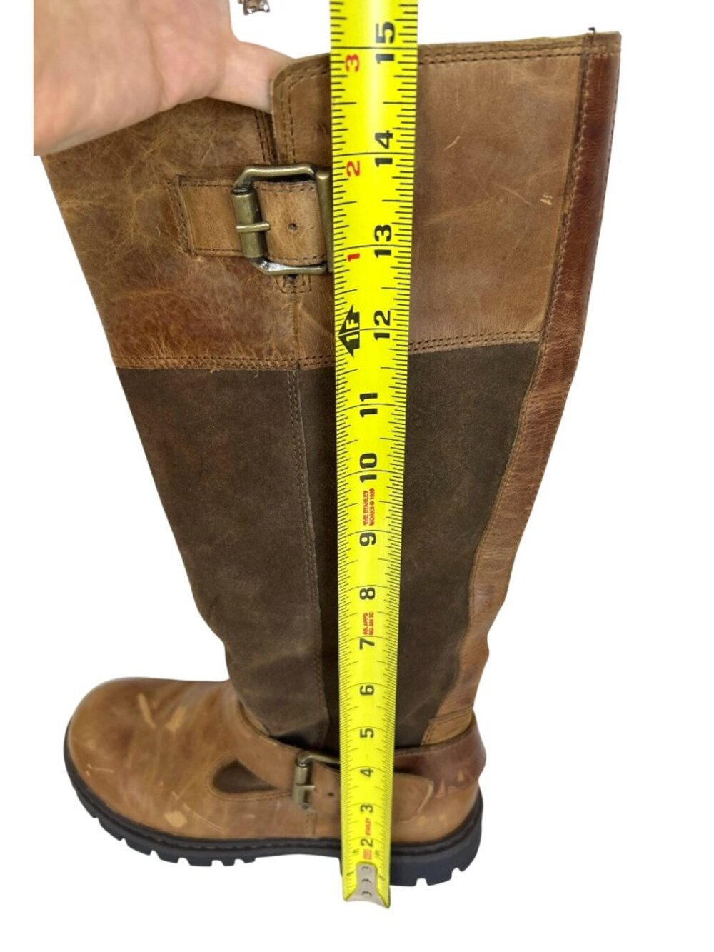 B.O.C Born Brown Leather Suede Riding Boots Women's 6M Buckle Tall Boots Rustic - Picture 11 of 11